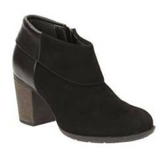 Clarks Shoes - Clarks Enfield Canal Black Suede Side Zip Heeled Booties